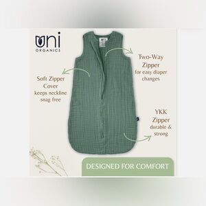 100% Organic Cotton Swaddle Zip up Sac